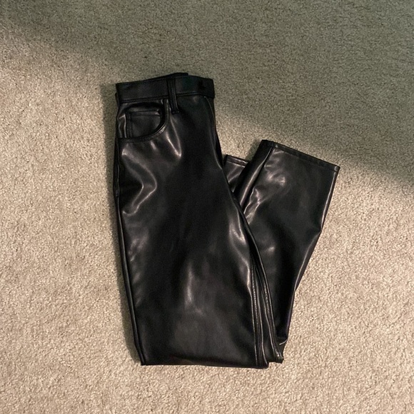 Abercrombie & Fitch Curve Love Ankle Straight high rise vegan leather pants - Picture 3 of 3